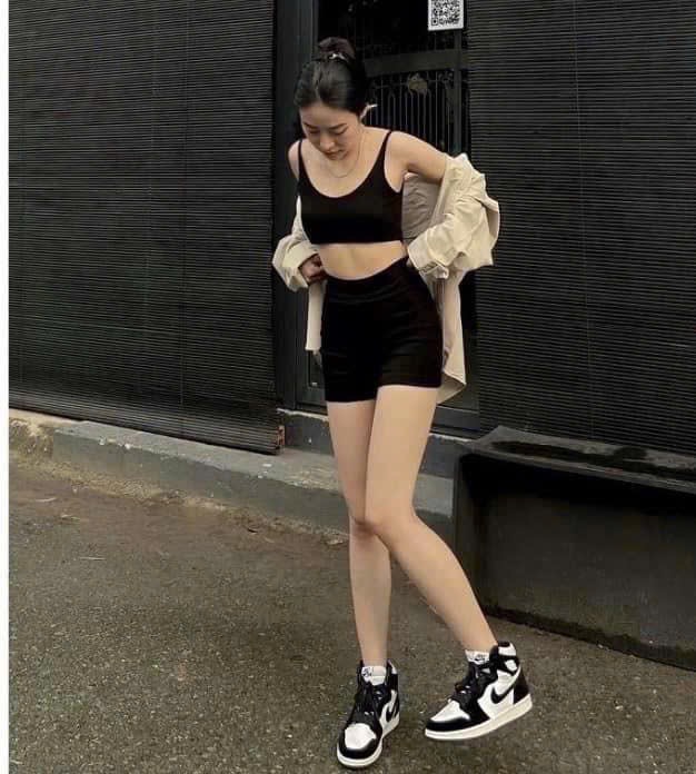 QNU696 - SET 3 QUẦN ĐÙI GÂN BIKER đen tàn xám
