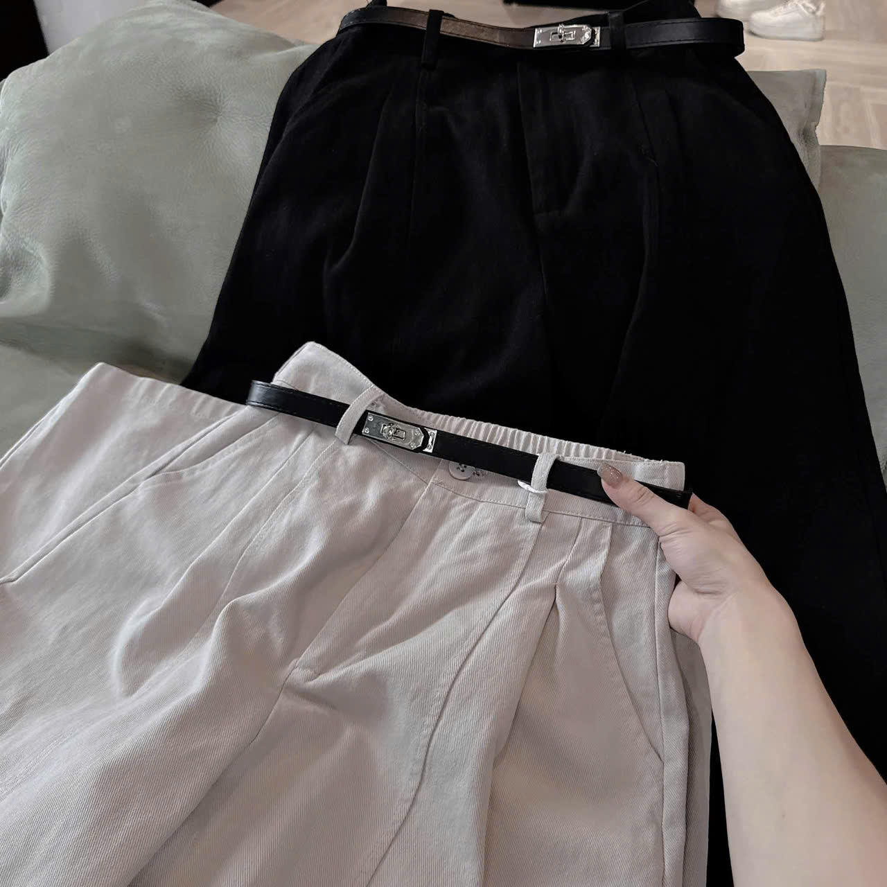 QNU719 - QUẦN KAKI ỐNG ĐỨNG CHUN SAU M6445