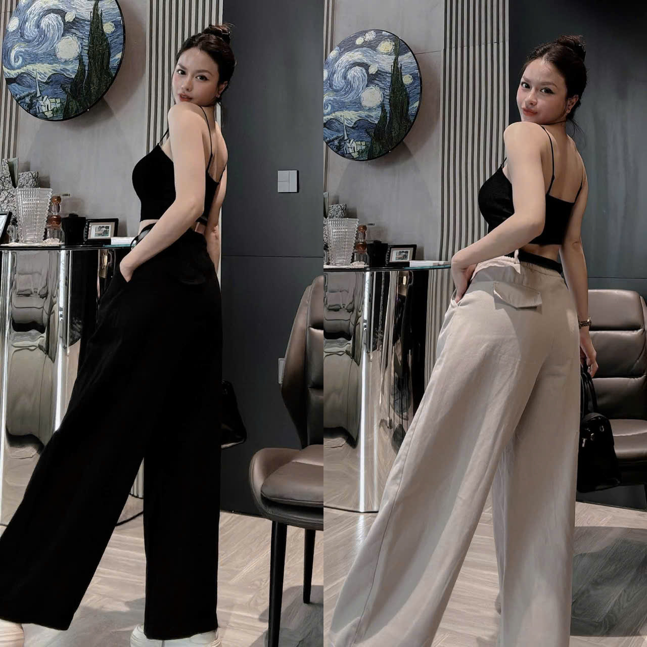 QNU719 - QUẦN KAKI ỐNG ĐỨNG CHUN SAU M6445