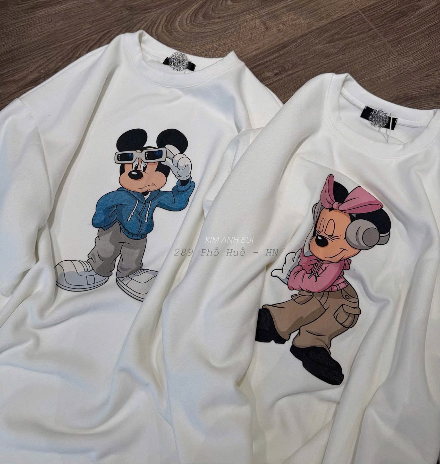 S297 - BỘ NỮ ÁO TRẮNG MICKEY QUẦN ĐEN GẤU
