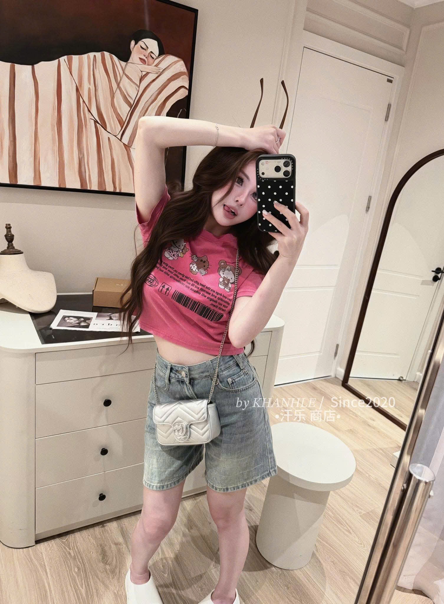S298 - SET ÁO PHÔNG KITTY MIX QUẦN BÒ NGỐ