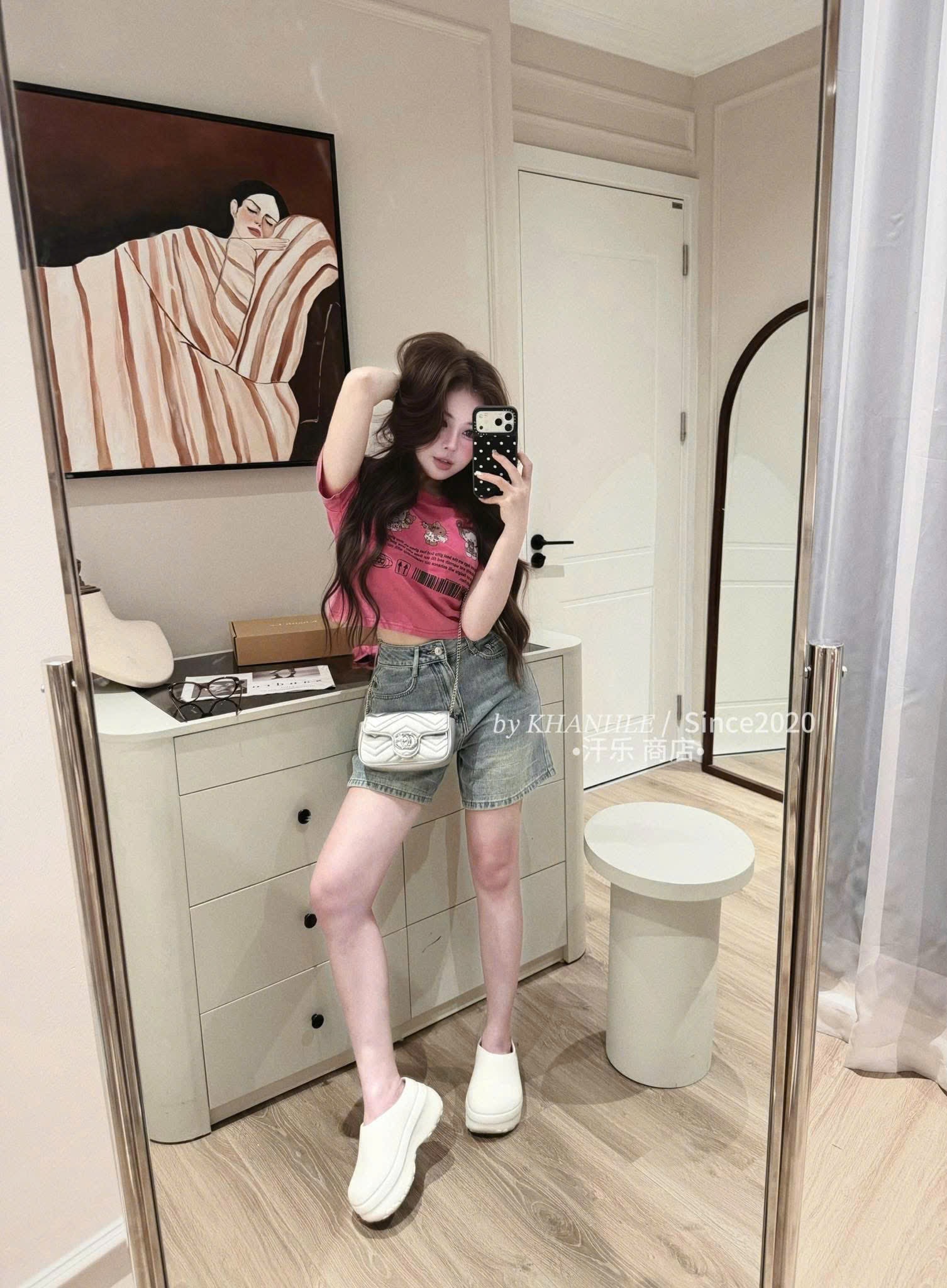 S298 - SET ÁO PHÔNG KITTY MIX QUẦN BÒ NGỐ