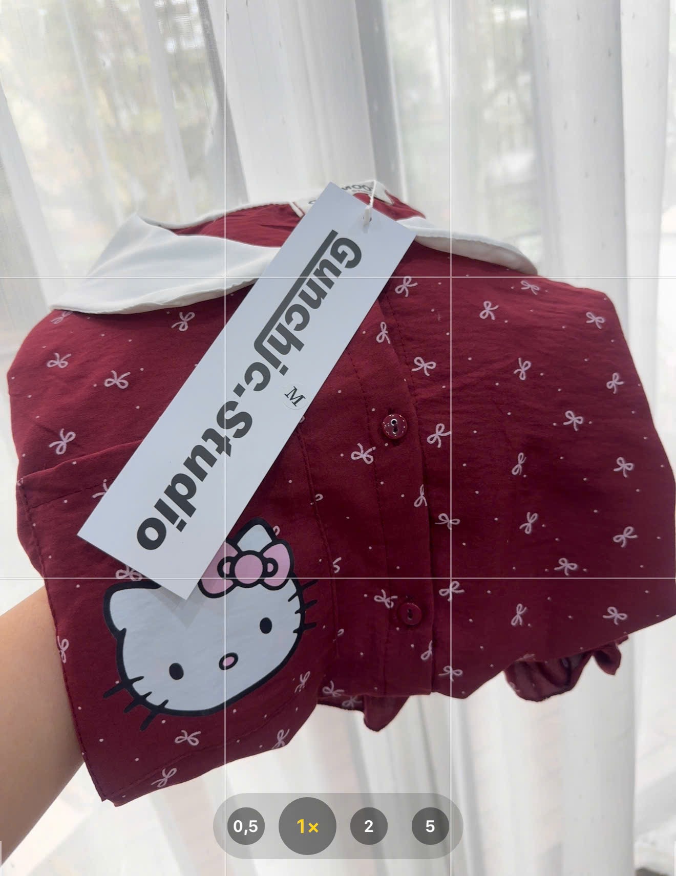 S309 - BỘ PYJAMA NỮ ĐỎ NƠ KITTY CỔ SEN TRẮNG