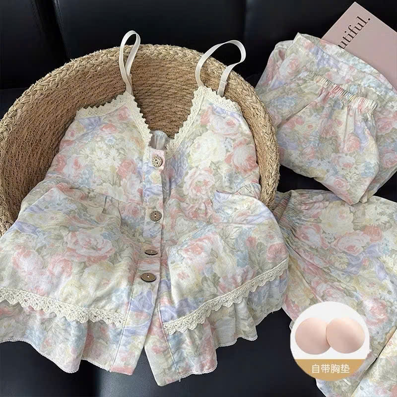 S322 - BỘ NỮ 3CT QC THÔ 2S HOA HỒNG XANH PHỐI REN