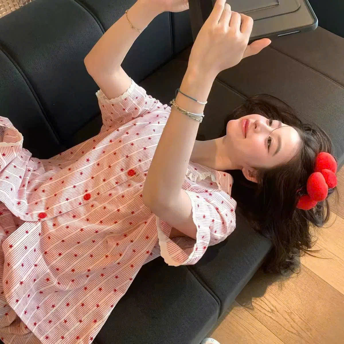 S329 - BỘ PYJAMA NỮ QC SỌC SAO ĐỎ