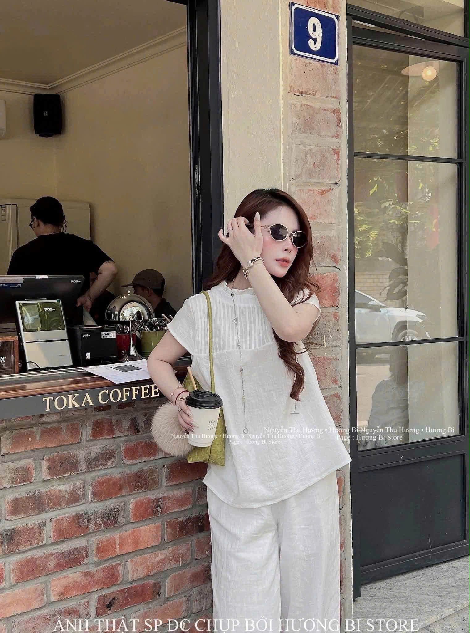 S339 - SET ĐŨI XƯỚC TRẮNG XẾP LI QUẦN SUÔNG BÈO