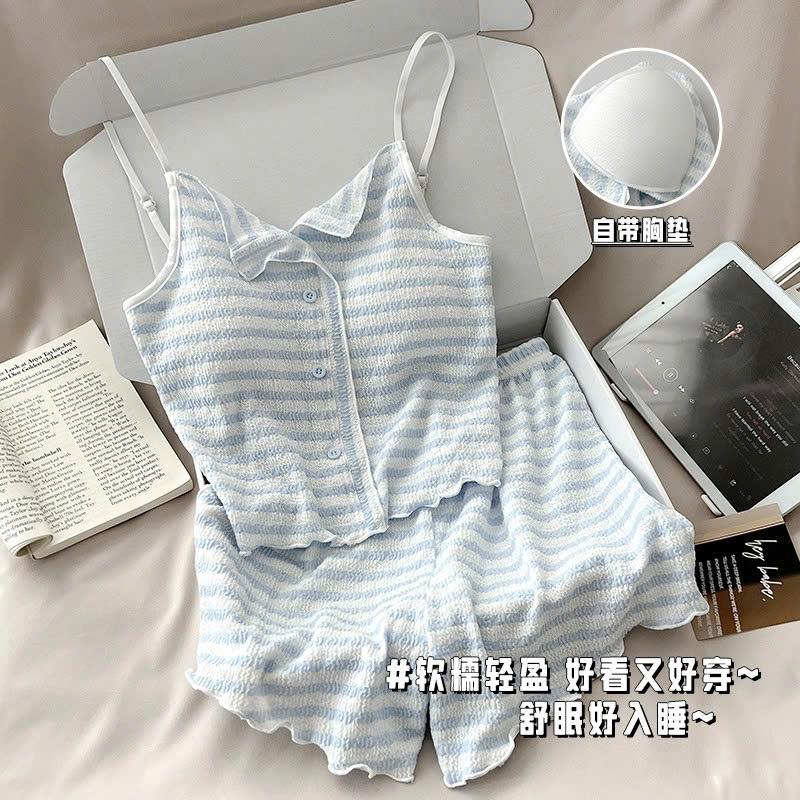 (chờ) S378 - BỘ ĐÙI NỮ 2C KẺ NGANG XANH QC ĐỆM NGỰC