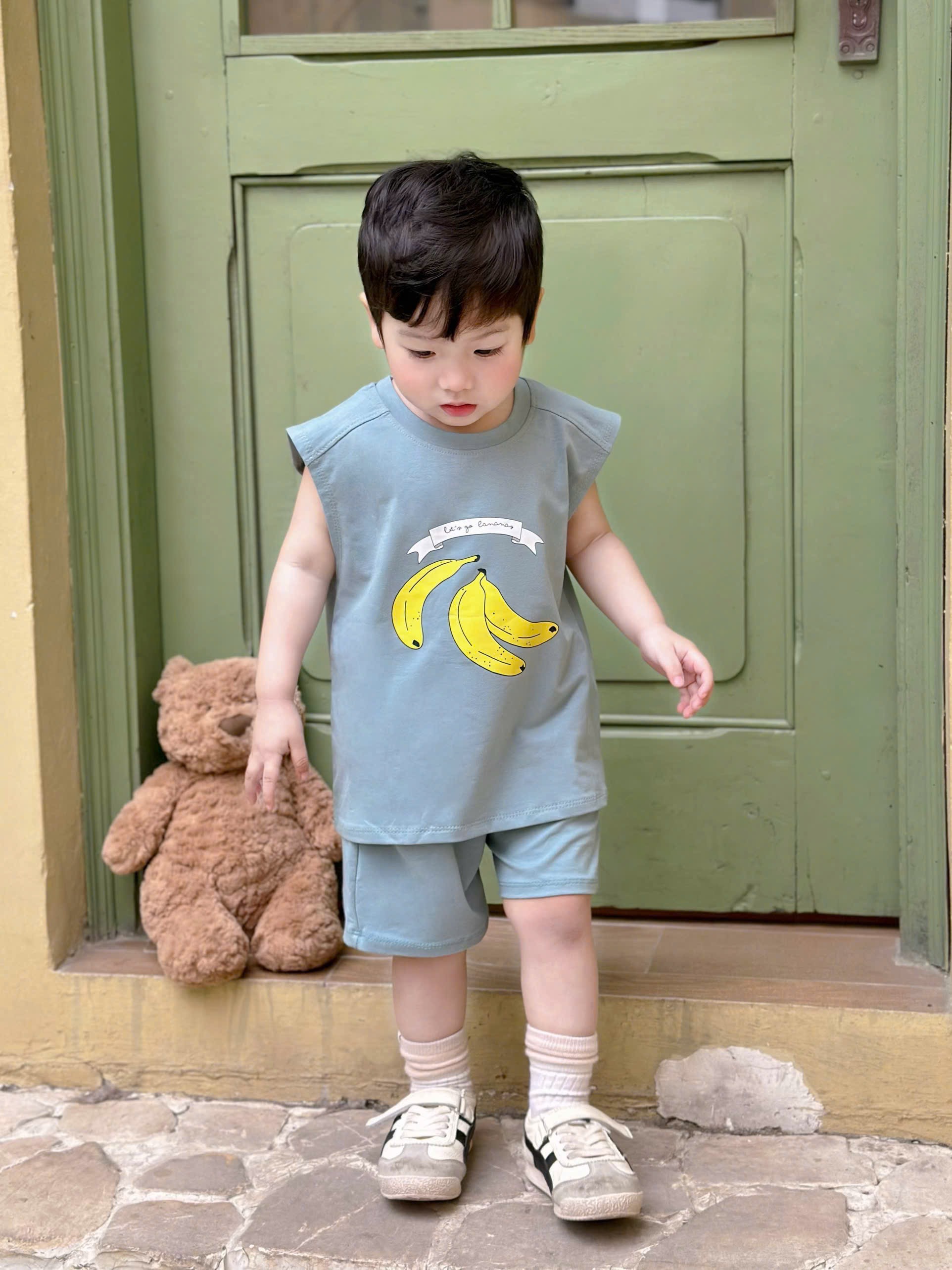 T193 - SET 2 BỘ ĐÙI BÉ TRAI BA LỖ KEM CHUỐI POP CORN