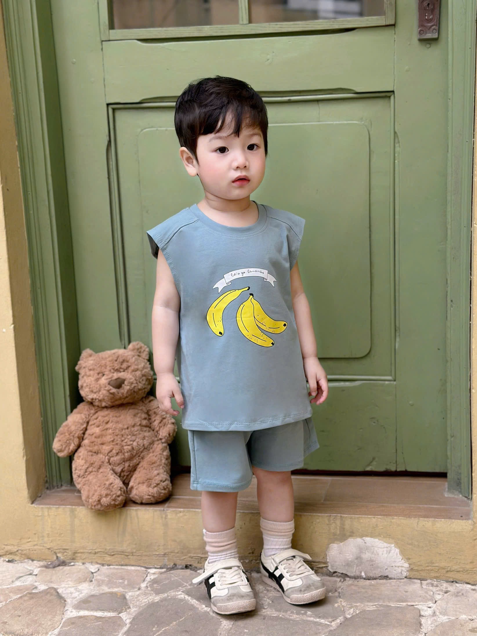 T193 - SET 2 BỘ ĐÙI BÉ TRAI BA LỖ KEM CHUỐI POP CORN