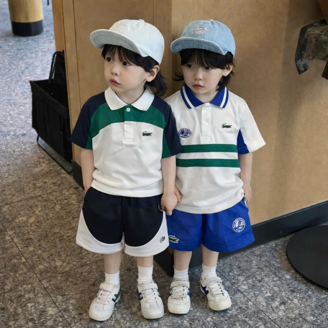 T203 - BỘ ĐÙI BÉ TRAI ÁO POLO CÁ SẤU PHỐI MÀU