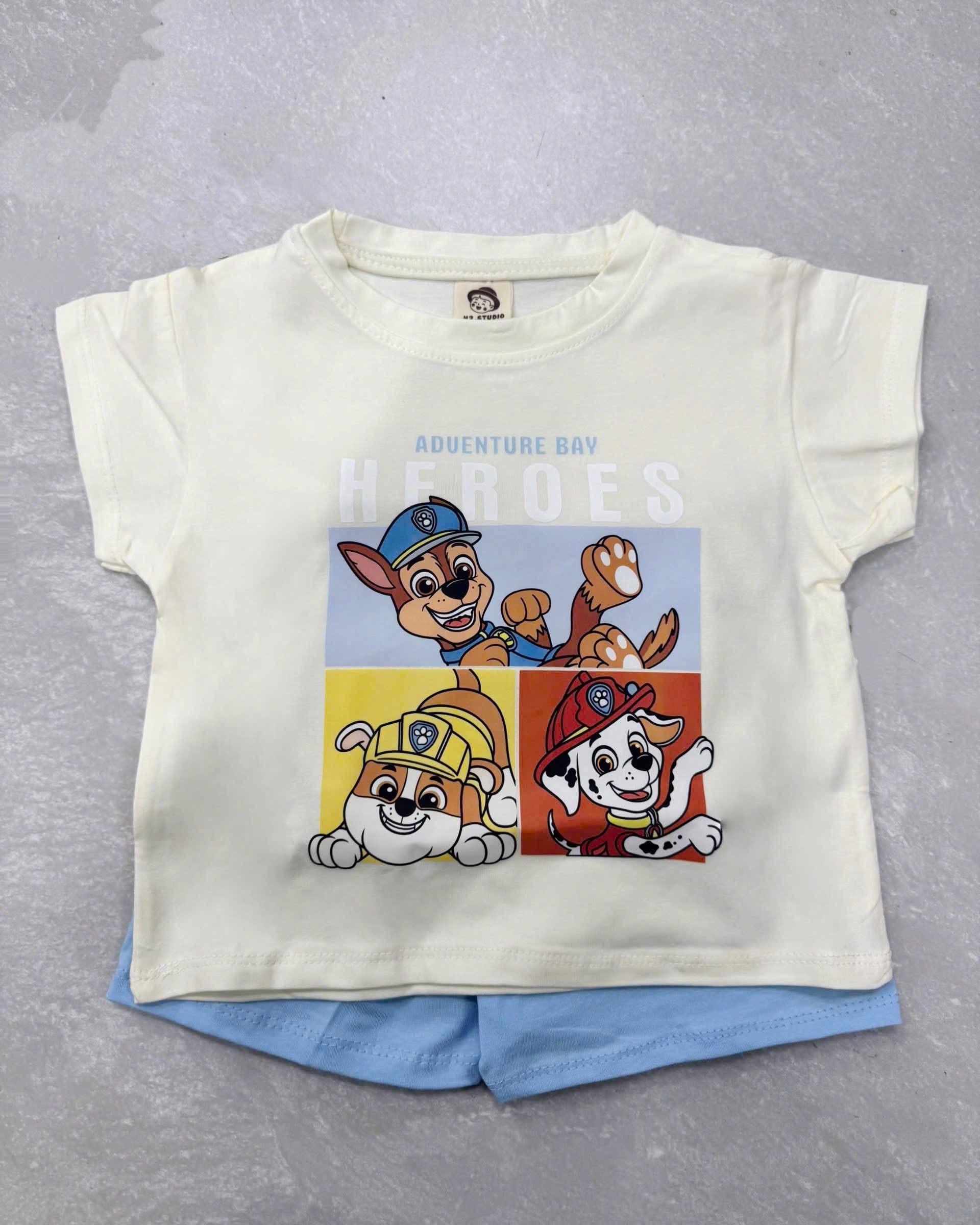 T232 - SET 3 BỘ ĐÙI BÉ TRAI CHÓ CỨU HỘ CIAO xanh be trắng