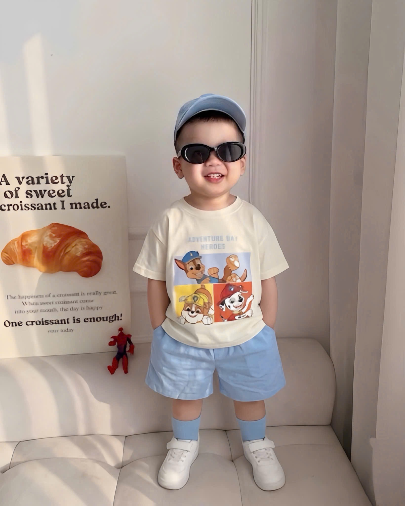 T232 - SET 3 BỘ ĐÙI BÉ TRAI CHÓ CỨU HỘ CIAO xanh be trắng