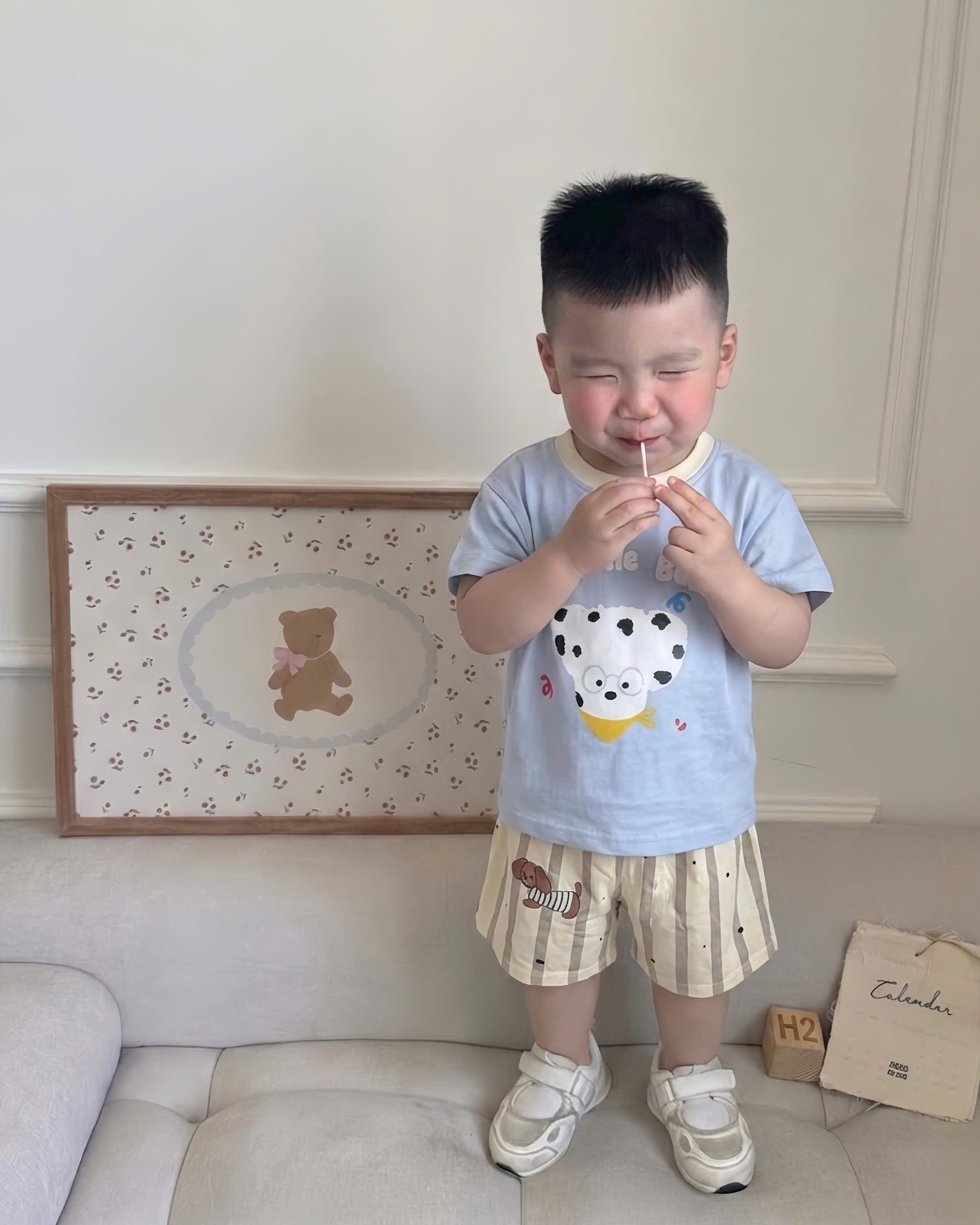 T233 - SET 3 BỘ ĐÙI BÉ TRAI THÚ WILD xanh cốm be