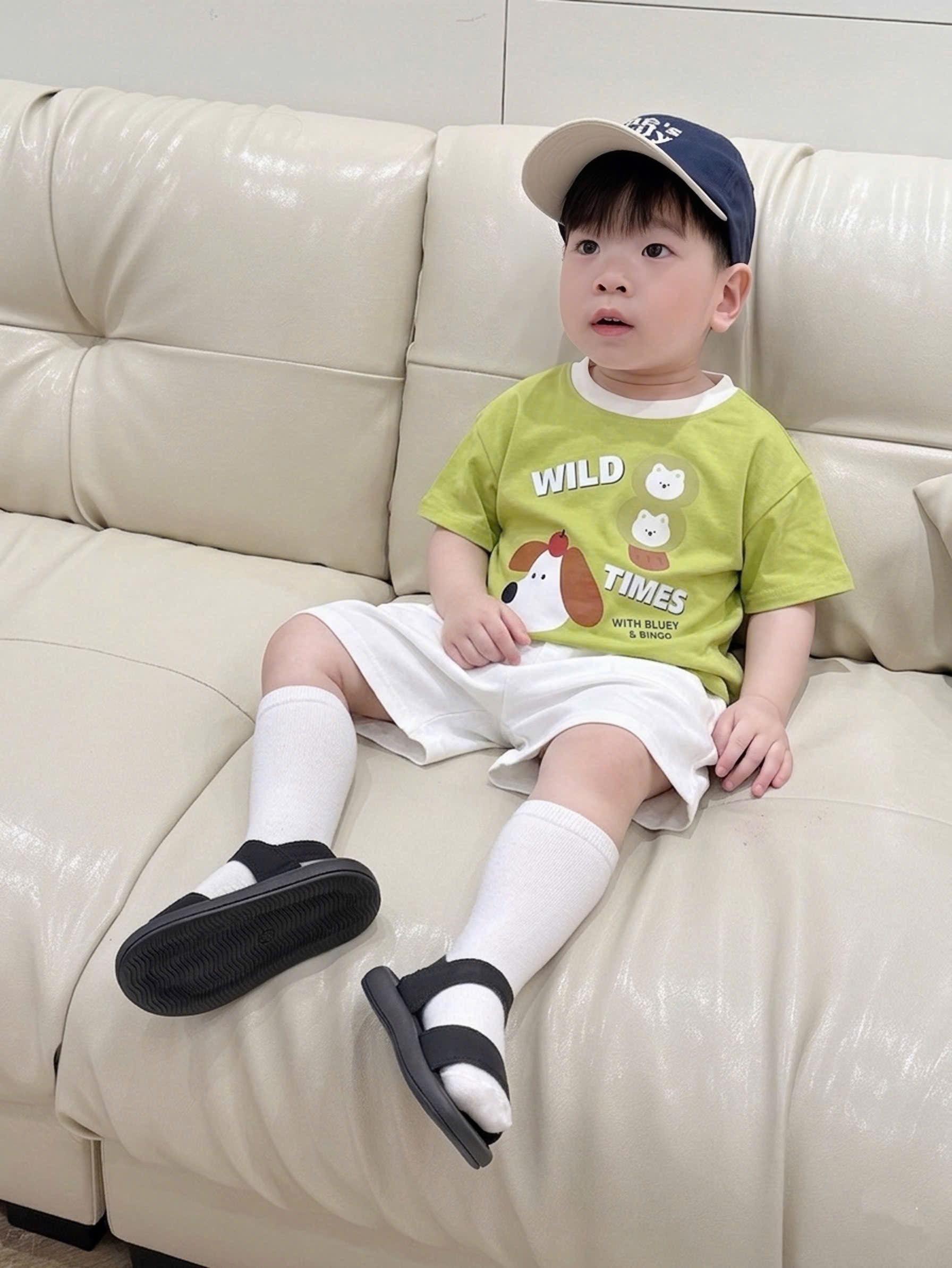T233 - SET 3 BỘ ĐÙI BÉ TRAI THÚ WILD xanh cốm be