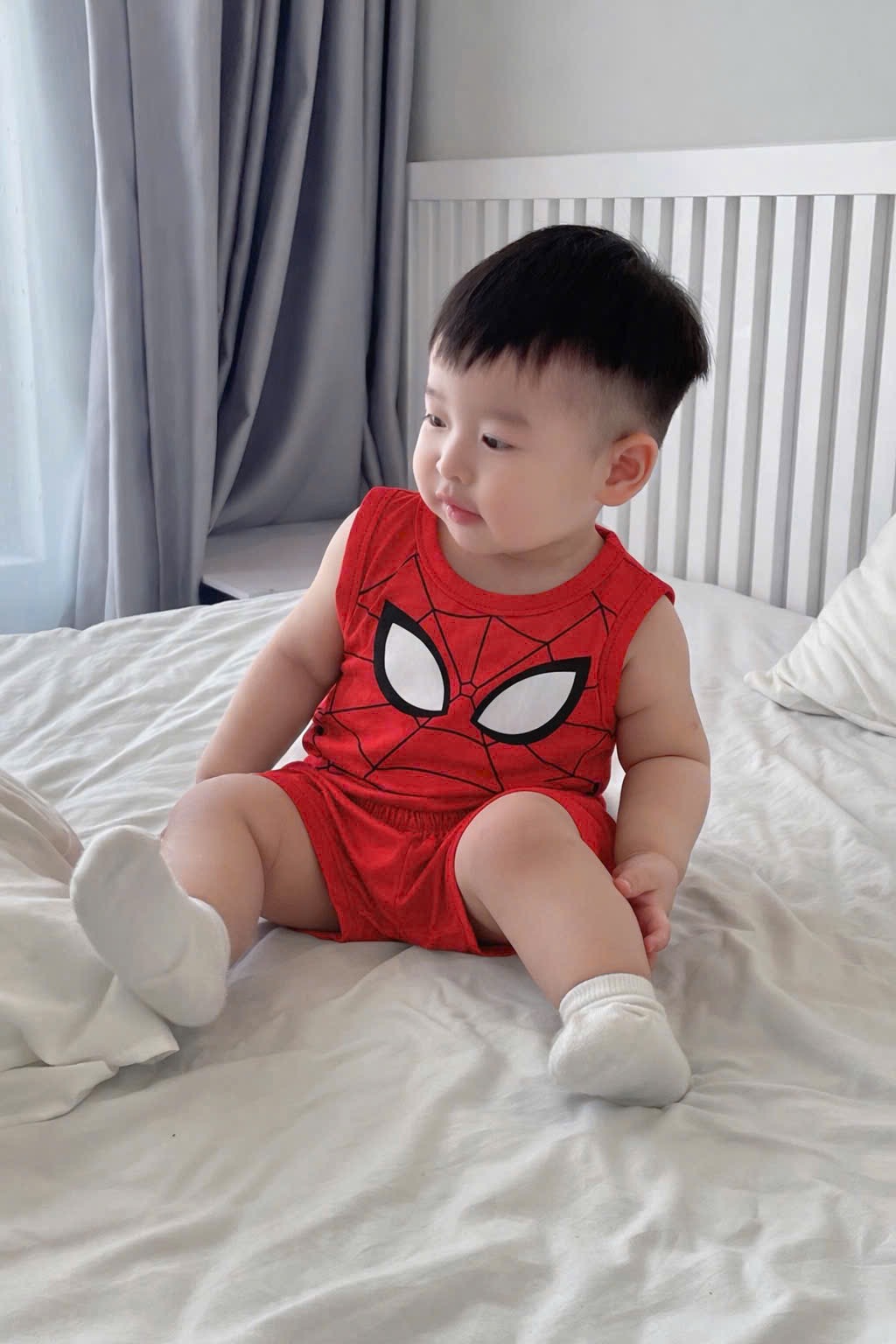 T256 - SET 3 BỘ ĐÙI BÉ TRAI BA LỖ SIÊU NHÂN đỏ xám đậm