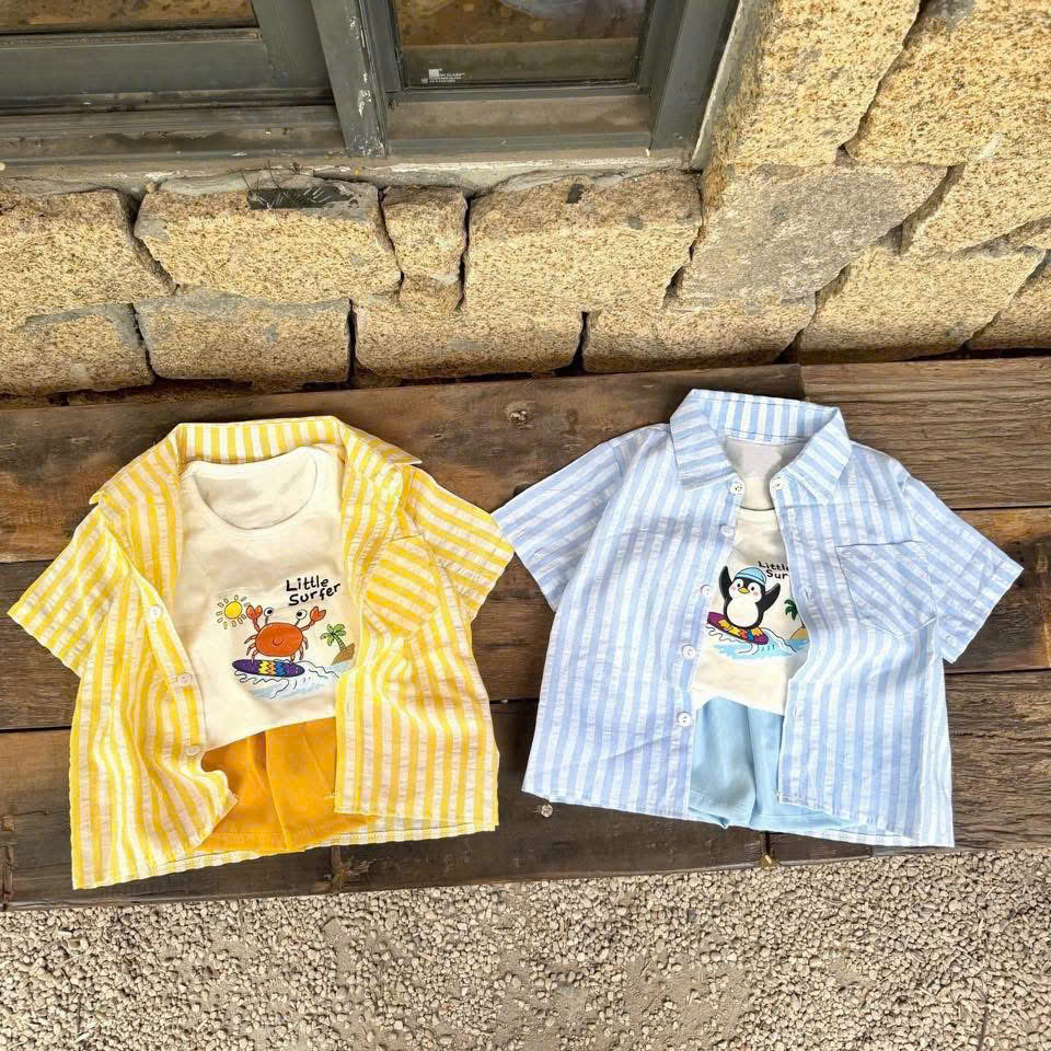 T271 - SET BÉ TRAI 3CT SƠ MI SỌC SUMMER