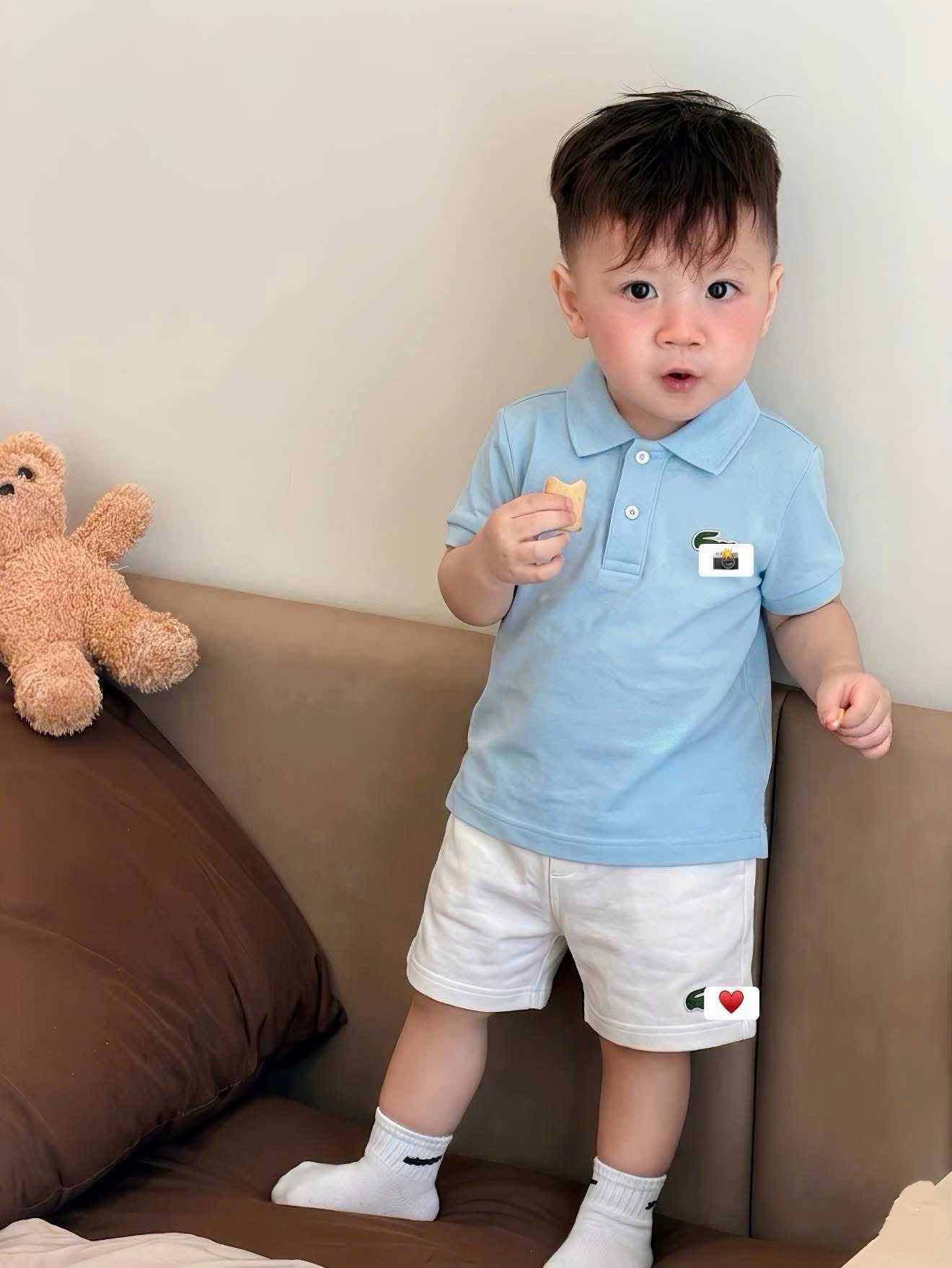 T280 - BỘ ĐÙI BÉ TRAI ÁO POLO XANH CÁ SẤU QUẦN TRẮNG