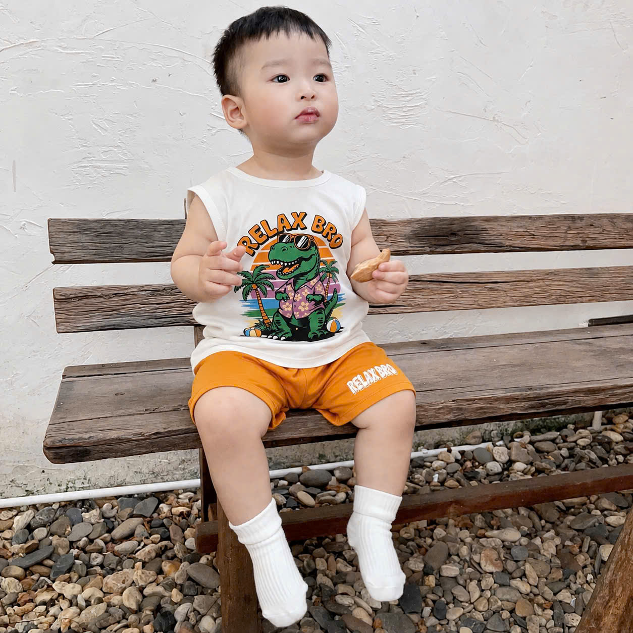 T300 - SET 3 BỘ ĐÙI BÉ TRAI SUMMER RELAX than xanh trắng