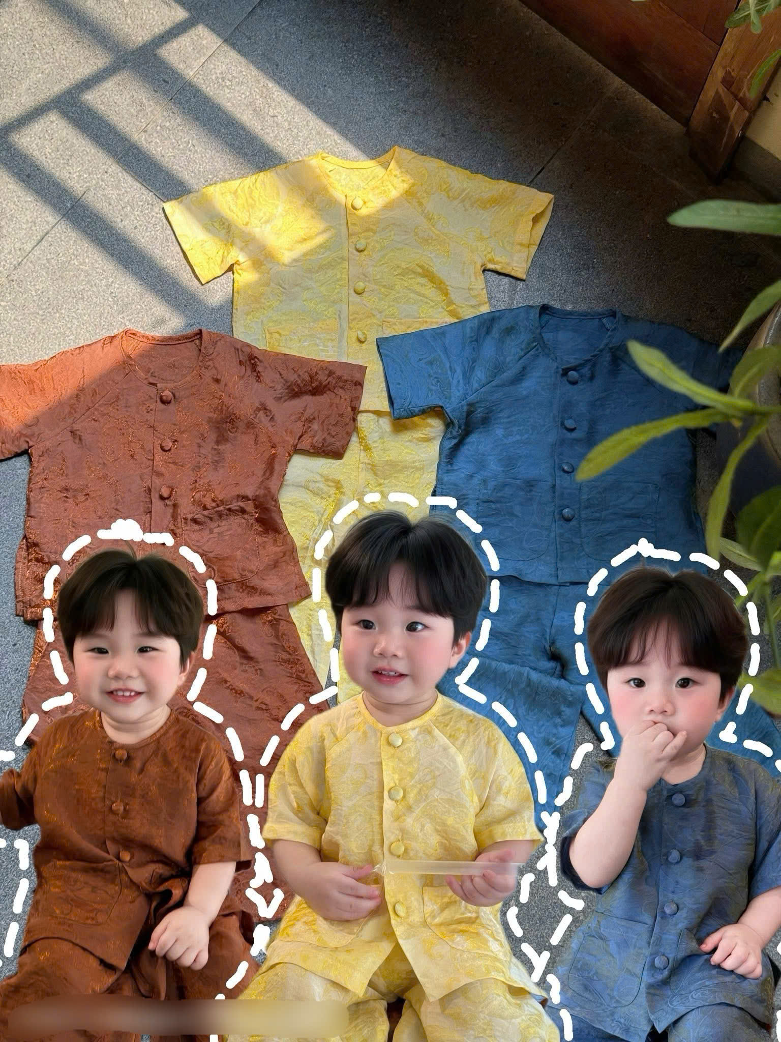 T313 - BỘ LỤA BÀ BA BÉ TRAI GÁI