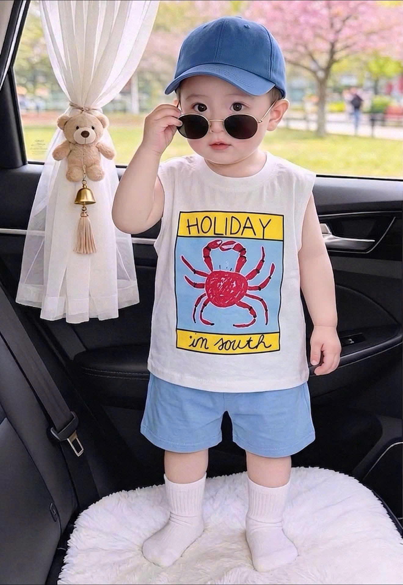 T319 - SET 3 BỘ ĐÙI BÉ TRAI BA LỖ HOLIDAY xanh vàng trắng