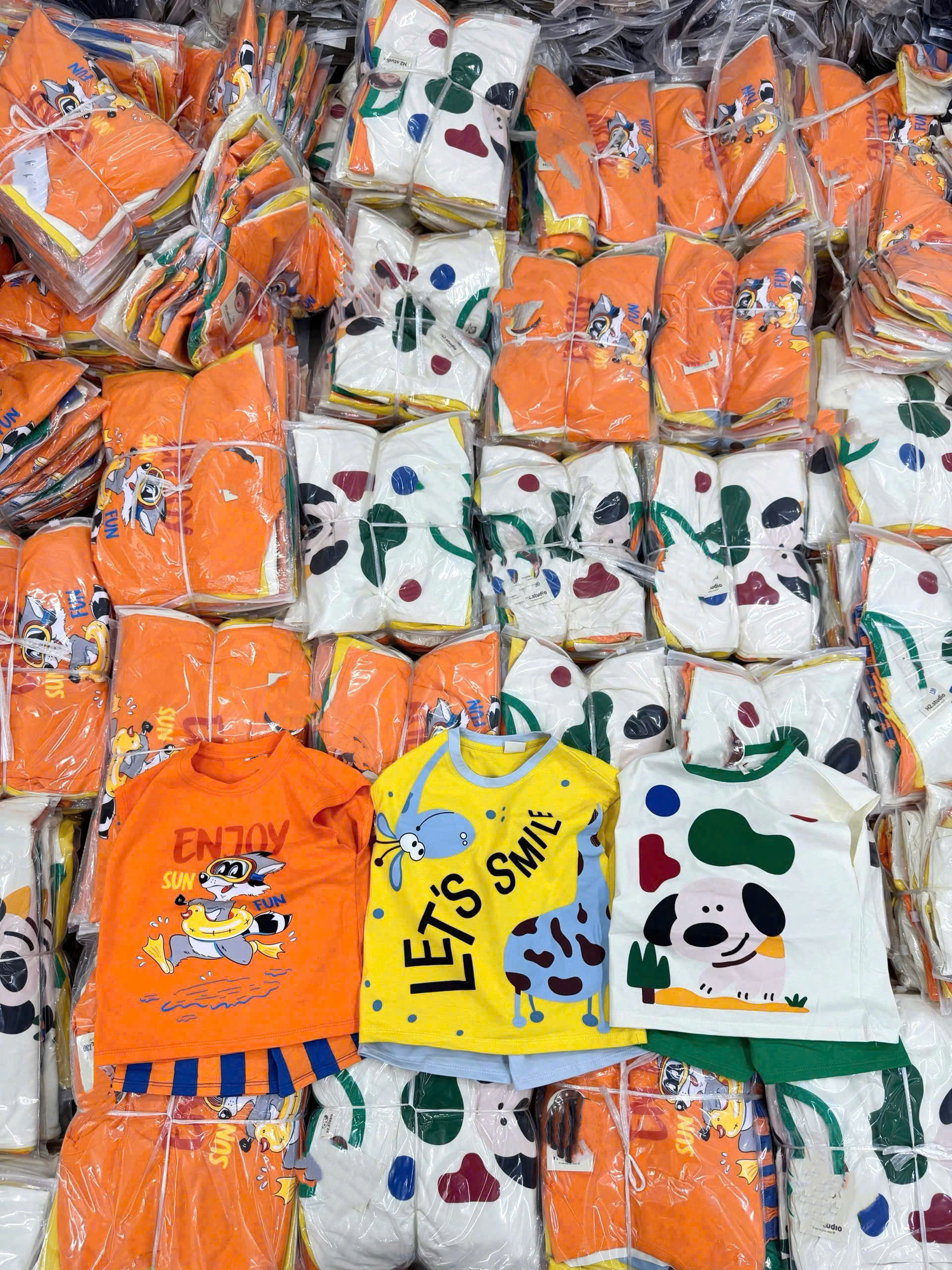 T332 - SET 3 BỘ ĐÙI BÉ TRAI BA LỖ LET SMILE cam vàng trắng
