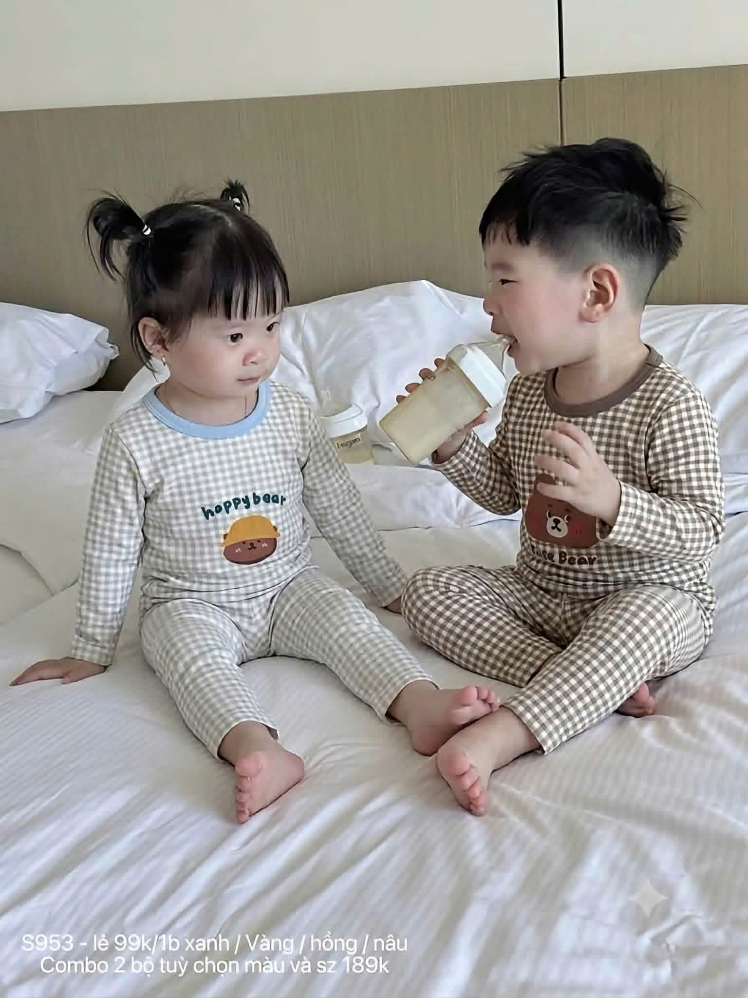 T337 - BỘ BÉ DÀI TAY CARO CUTE HOONY