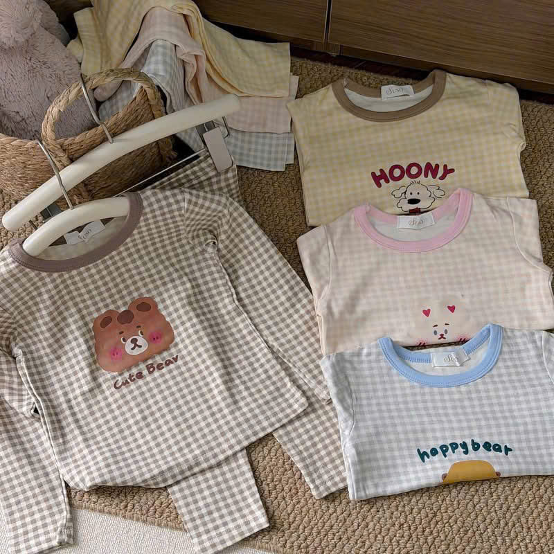 T337 - BỘ BÉ DÀI TAY CARO CUTE HOONY