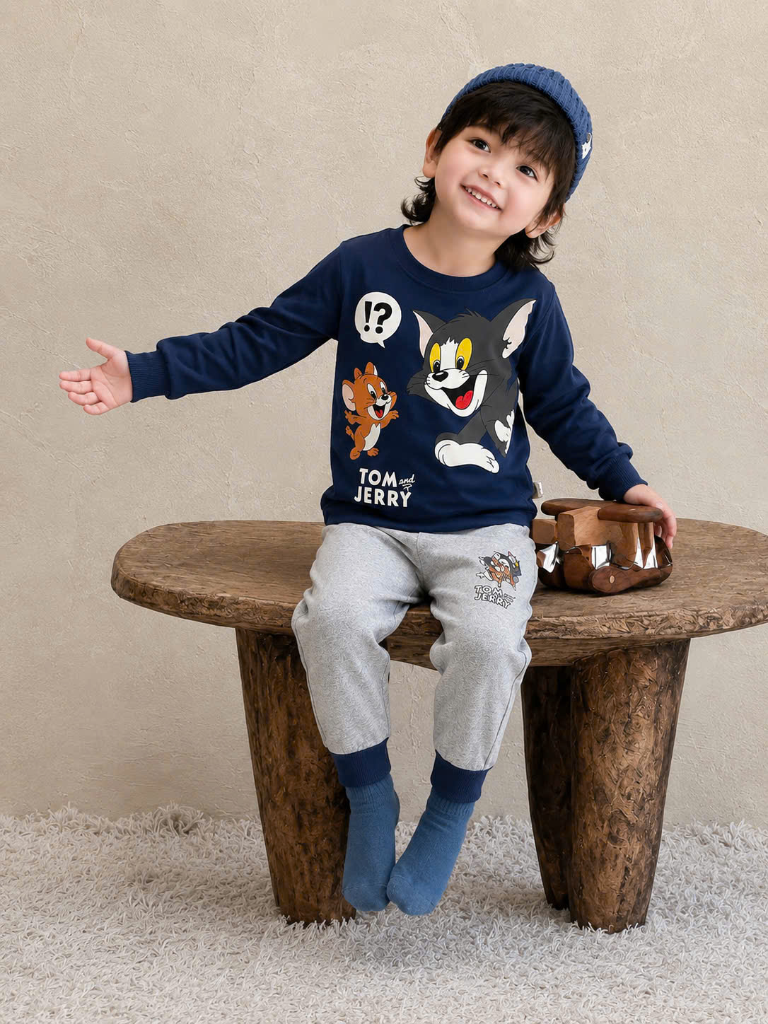 T345 - SET 2 BỘ BÉ TRAI DÀI TAY TOM JERRY than trắng