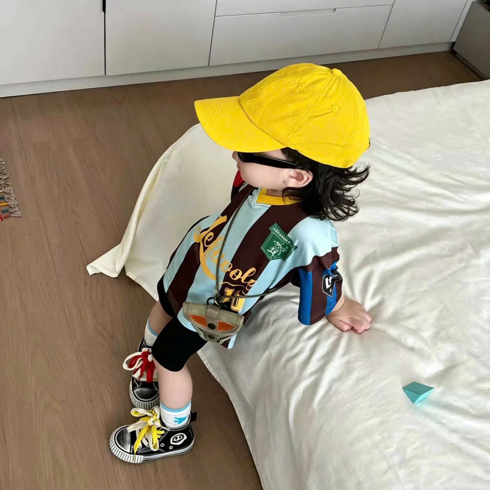 T365 - BỘ ĐÙI BÉ TRAI SỌC NÂU XANH SỐ 10 QUẦN ĐEN