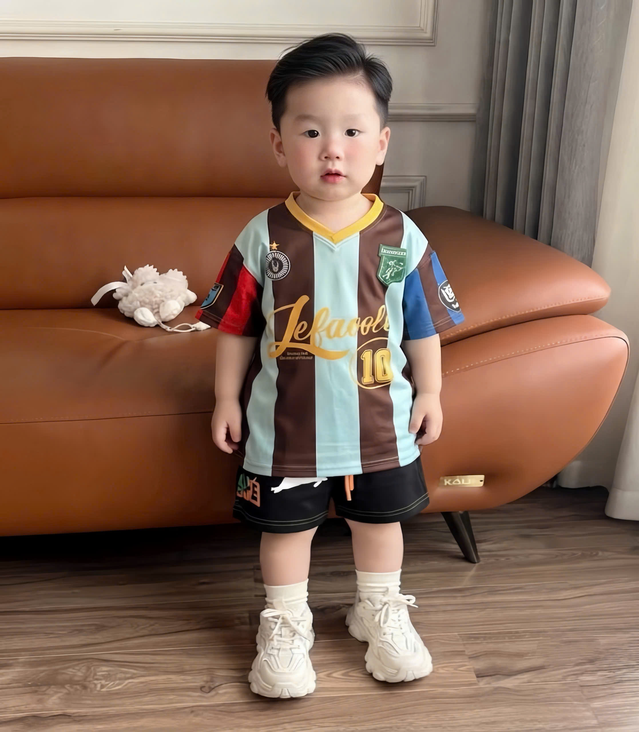 T365 - BỘ ĐÙI BÉ TRAI SỌC NÂU XANH SỐ 10 QUẦN ĐEN