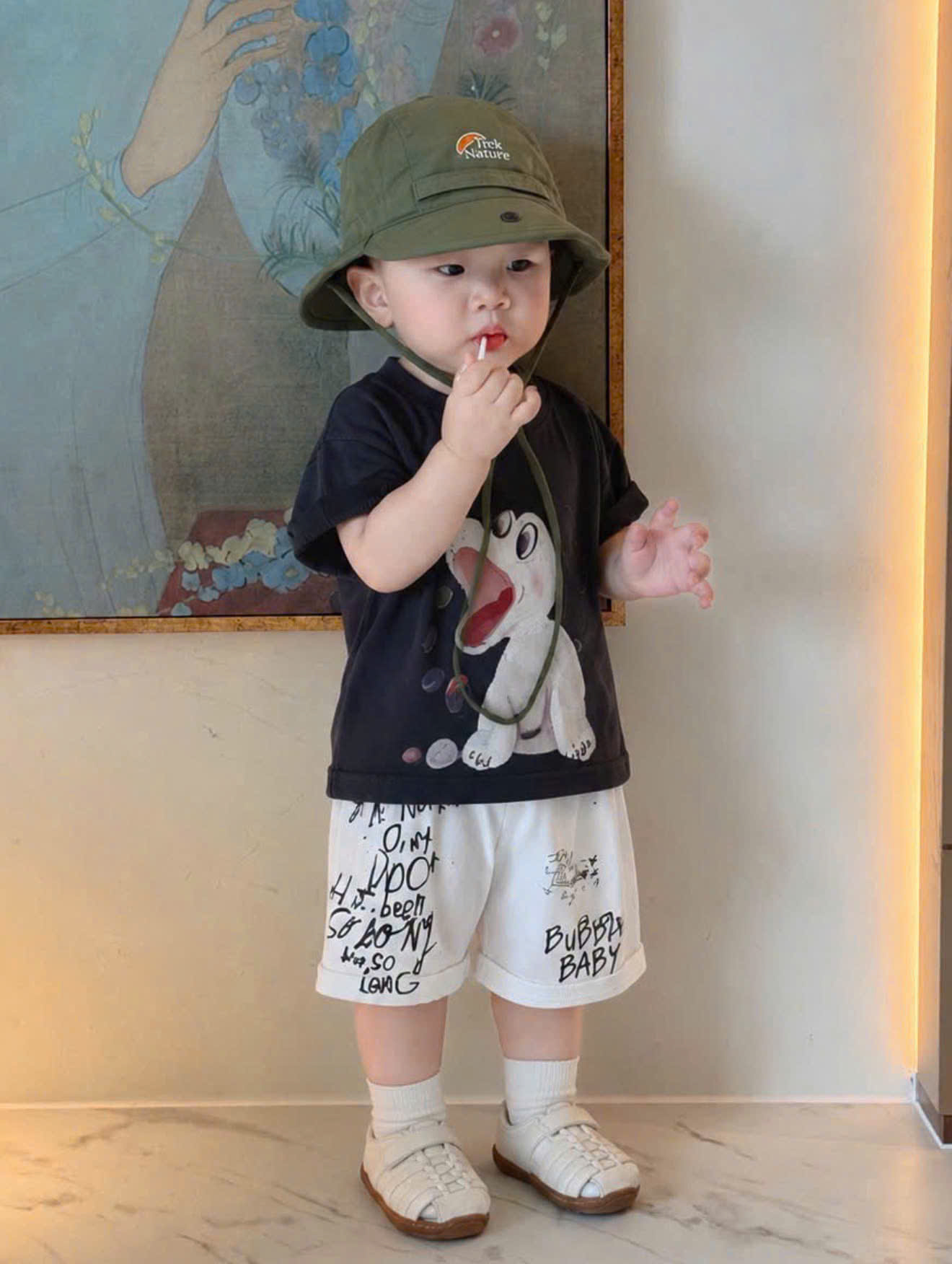 T367 - SET 2 BỘ ĐÙI BÉ TRAI SNOOPY BUBBY BABY đen cam