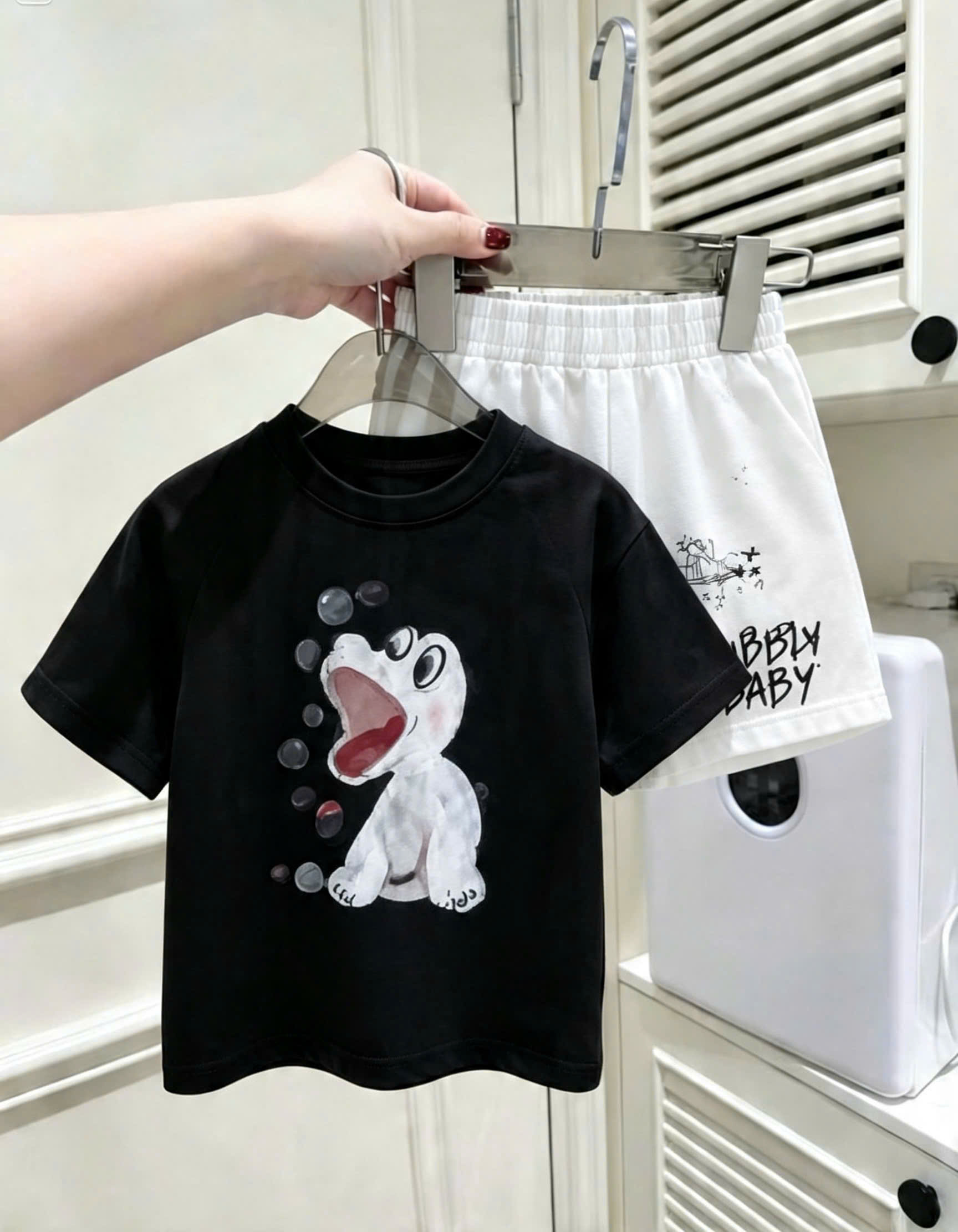 T367 - SET 2 BỘ ĐÙI BÉ TRAI SNOOPY BUBBY BABY đen cam