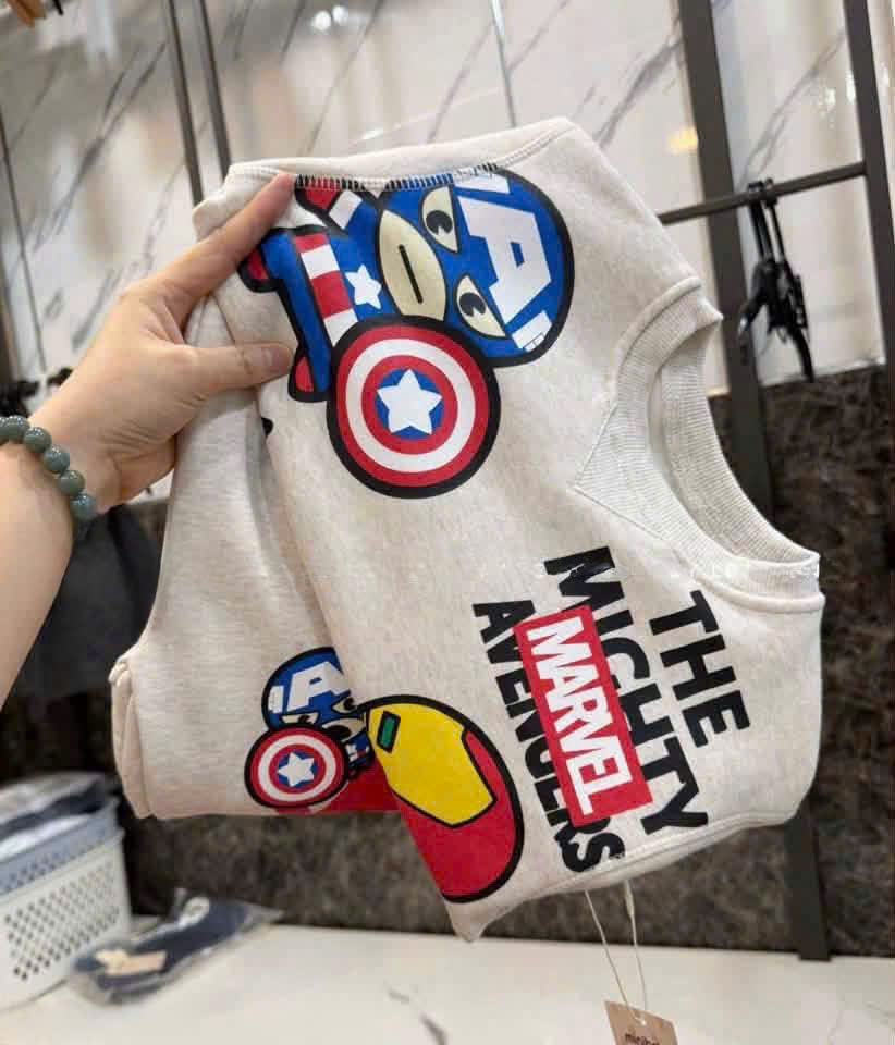 T419 - BỘ BÉ TRAI NỈ MỀM GHI BE SIÊU NHÂN MARVEL