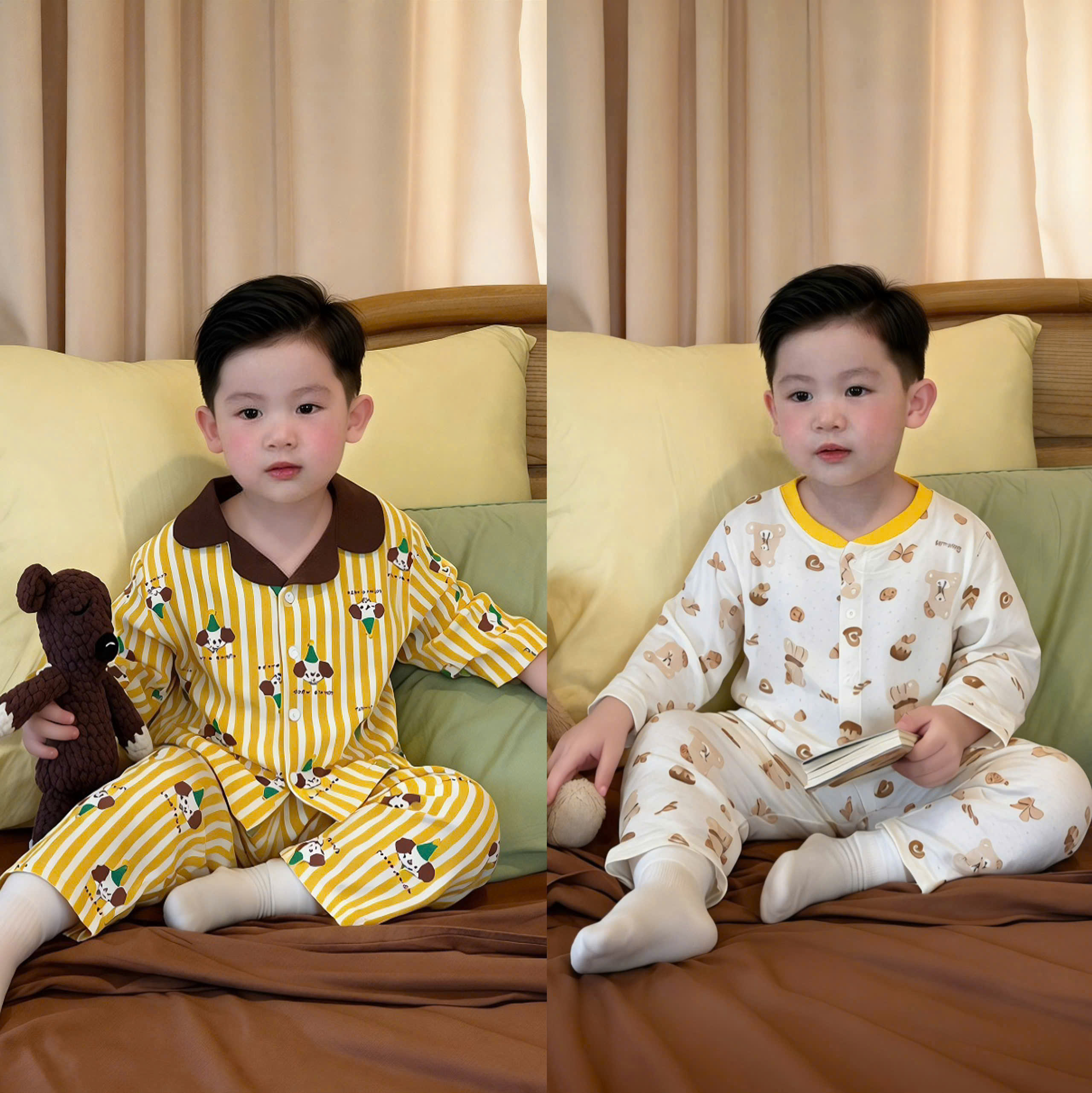 T425 - SET 2 BỘ BÉ TRAI PYJAMA DÀI TAY HÌNH CHÓ