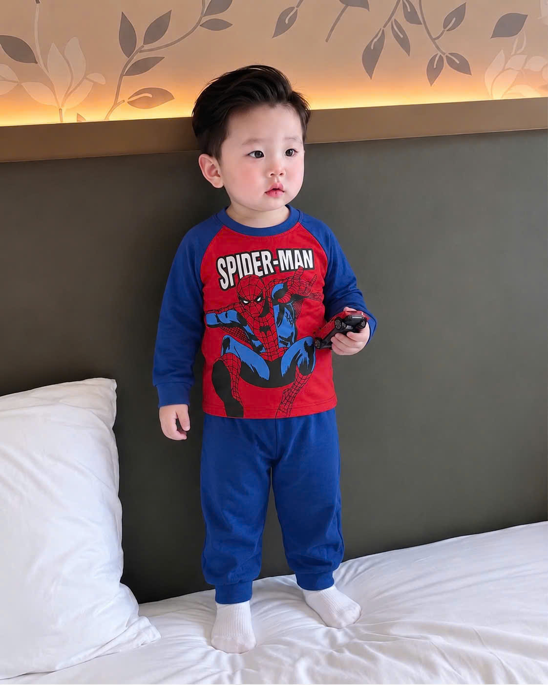 T428 - SET 2 BỘ BÉ TRAI DÀI TAY SPIDERMAN phối xanh đỏ