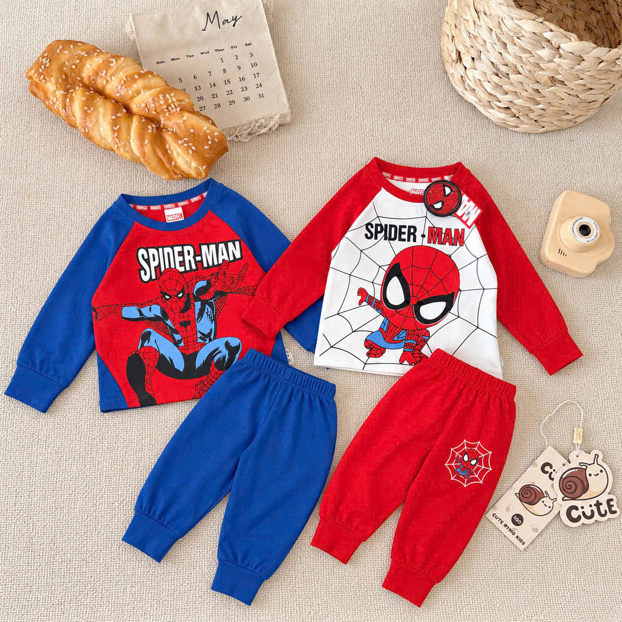 T428 - SET 2 BỘ BÉ TRAI DÀI TAY SPIDERMAN phối xanh đỏ