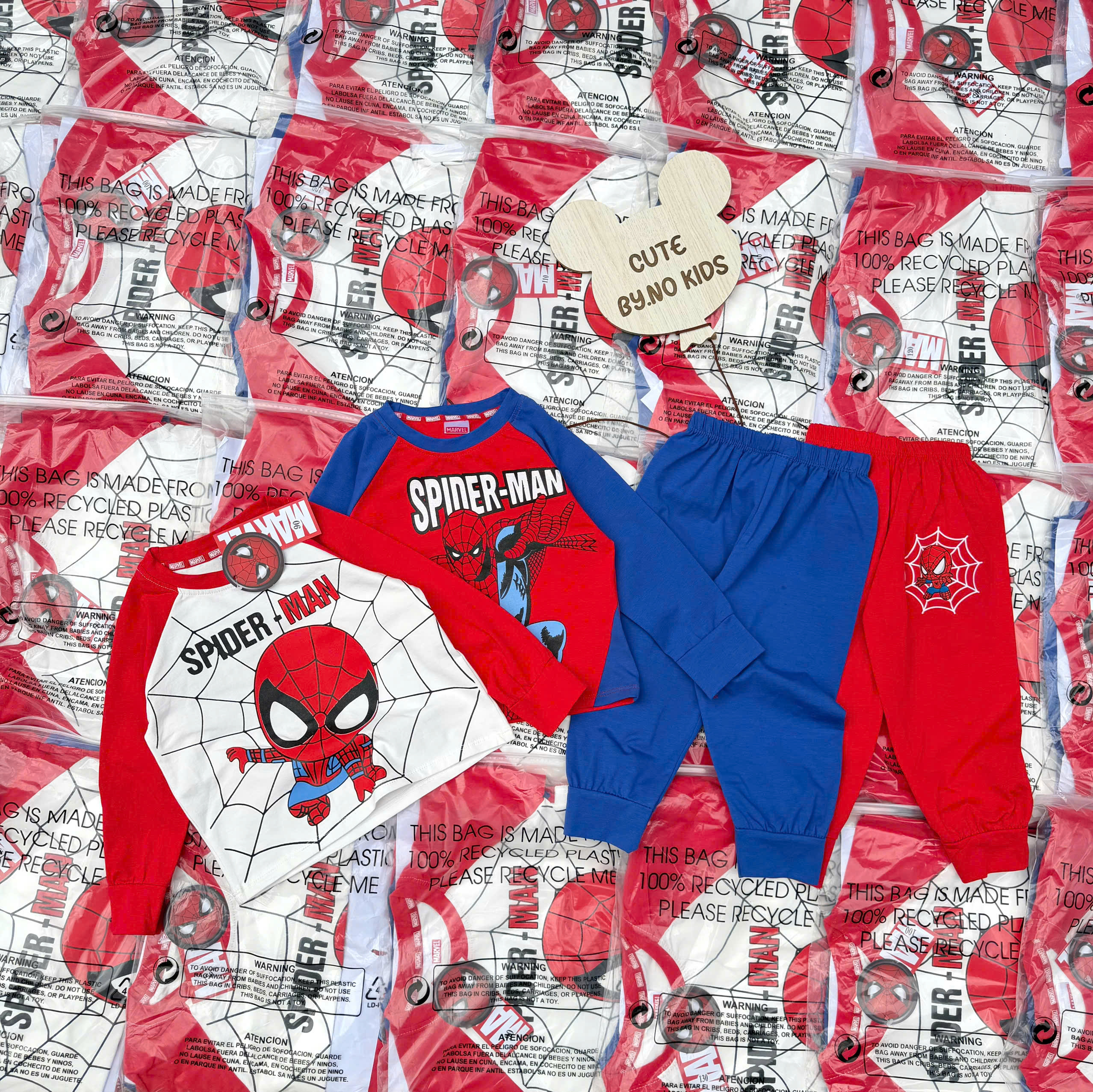 T428 - SET 2 BỘ BÉ TRAI DÀI TAY SPIDERMAN phối xanh đỏ