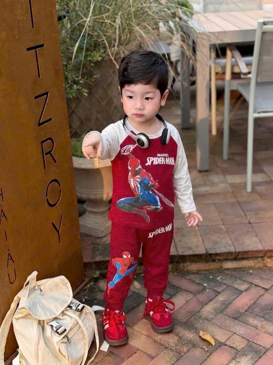 T432 - SET 2 BỘ BÉ TRAI DÀI TAY SPIDERMAN TRÀN đỏ xám