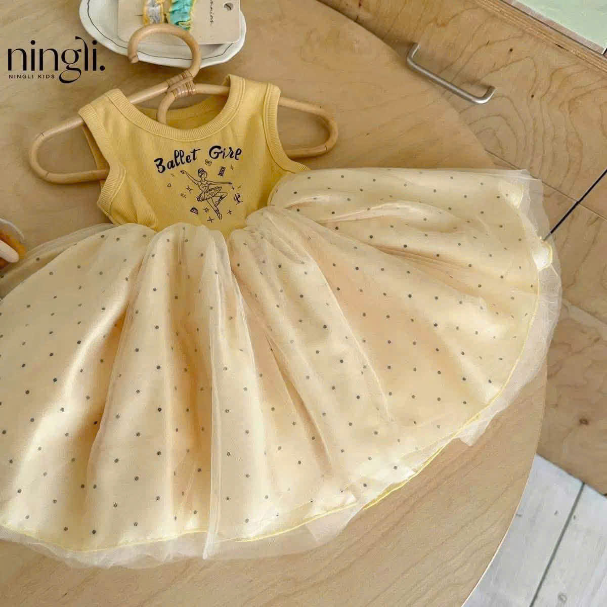 VB597 - VÁY BÉ GÁI TĂM VÀNG Ballet CVAY BỒNG
