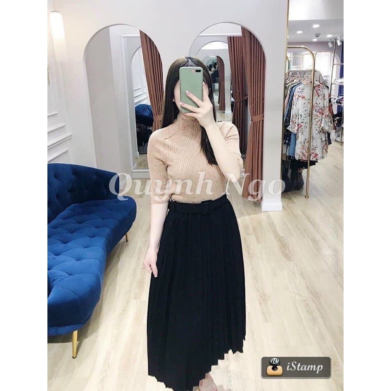 CV47 - CHÂN VÁY DẬP LY DÁNG DÀI QCCC KÈM ĐAI