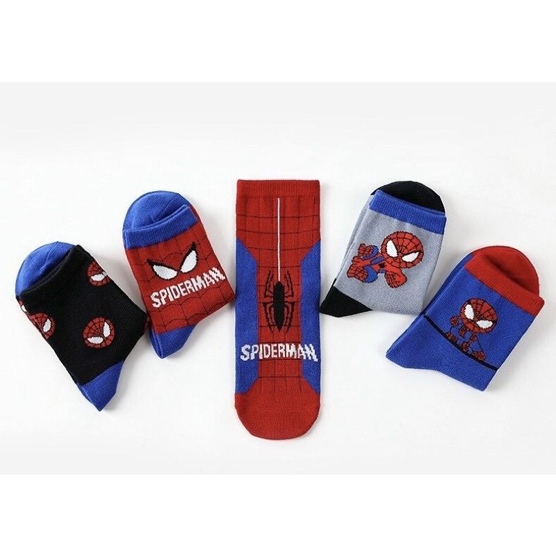 PK14 - SET 10 ĐÔI TẤT BÉ TRAI CỔ CAO ĐỎ XANH SPIDERMAN