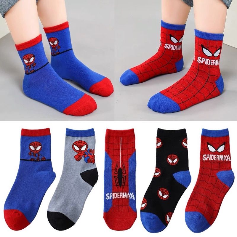 PK14 - SET 10 ĐÔI TẤT BÉ TRAI CỔ CAO ĐỎ XANH SPIDERMAN