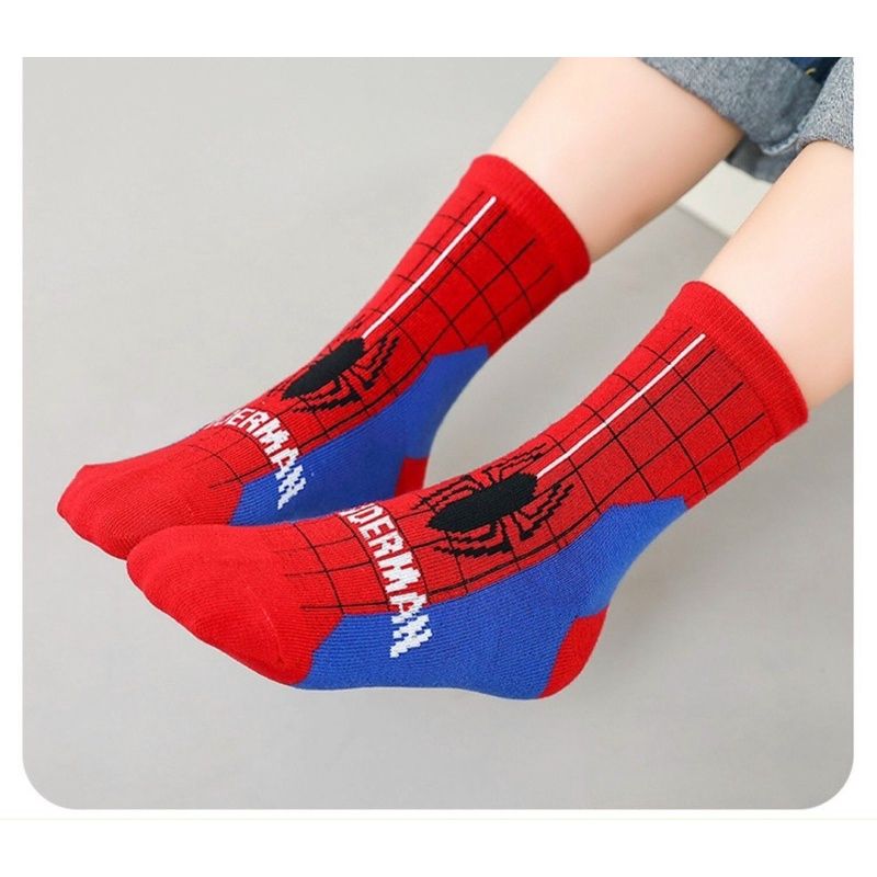 PK14 - SET 10 ĐÔI TẤT BÉ TRAI CỔ CAO ĐỎ XANH SPIDERMAN