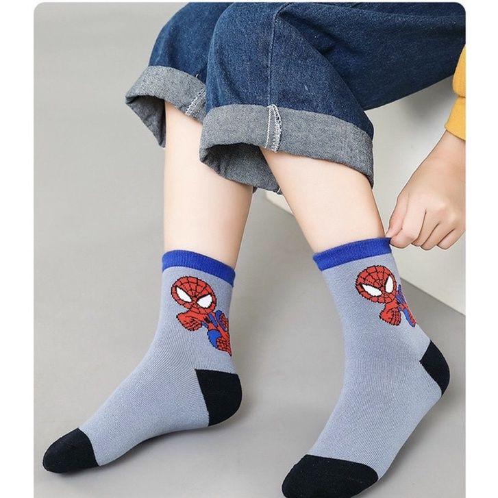 PK14 - SET 10 ĐÔI TẤT BÉ TRAI CỔ CAO ĐỎ XANH SPIDERMAN