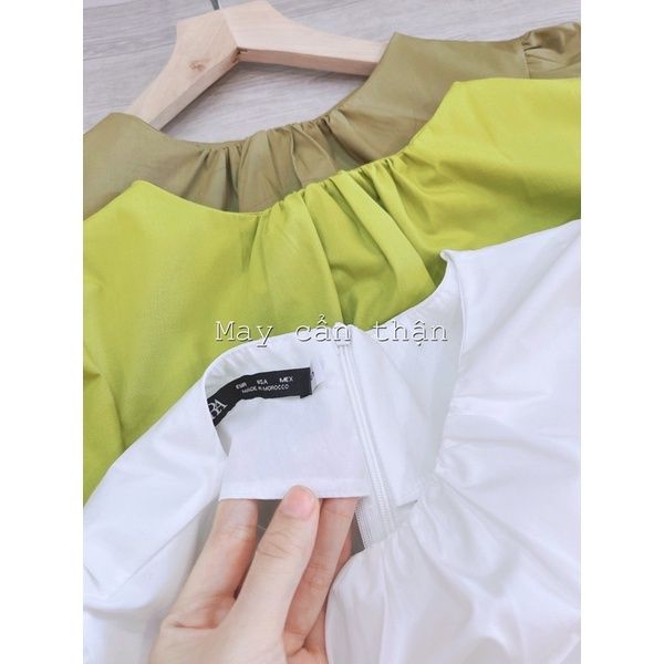 V20 - VÁY CHUN EO CỔ DÚM TAY BỒNG