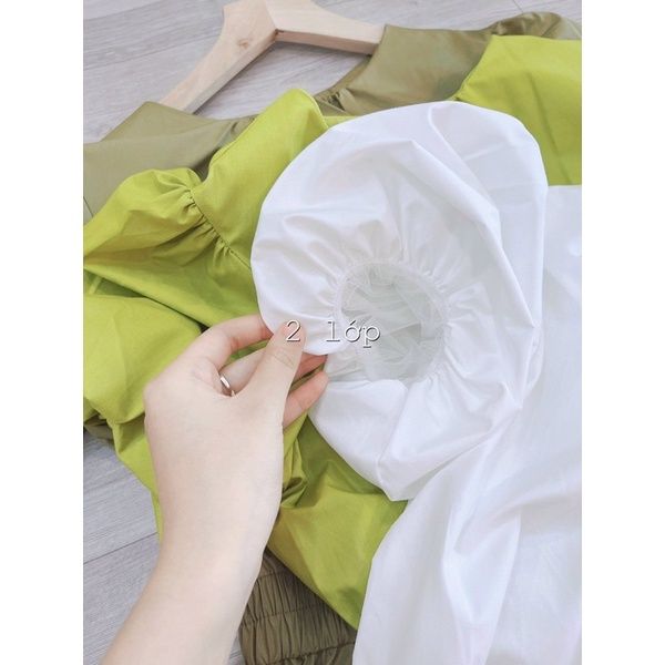 V20 - VÁY CHUN EO CỔ DÚM TAY BỒNG