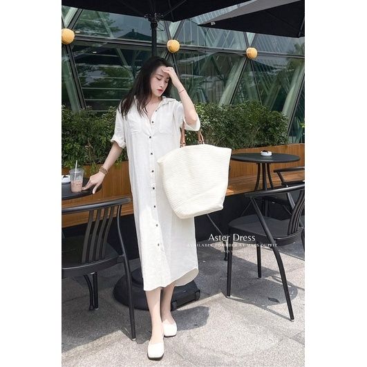 Váy sơ mi dáng dài linen cao cấp - OMEELY FASHION