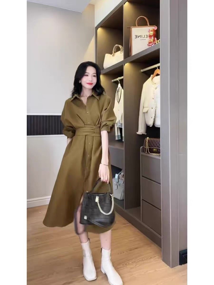 Váy sơ mi nữ dáng dài form rộng suông, đầm sơ mi nữ dài tay phong cách Hàn  Quốc A22 | Shopee Việt Nam