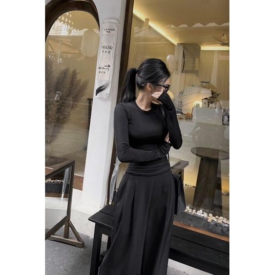 SN151 - SET NỮ ÁO THUN TRƠN QUẦN SUÔNG CẠP XẾP LI