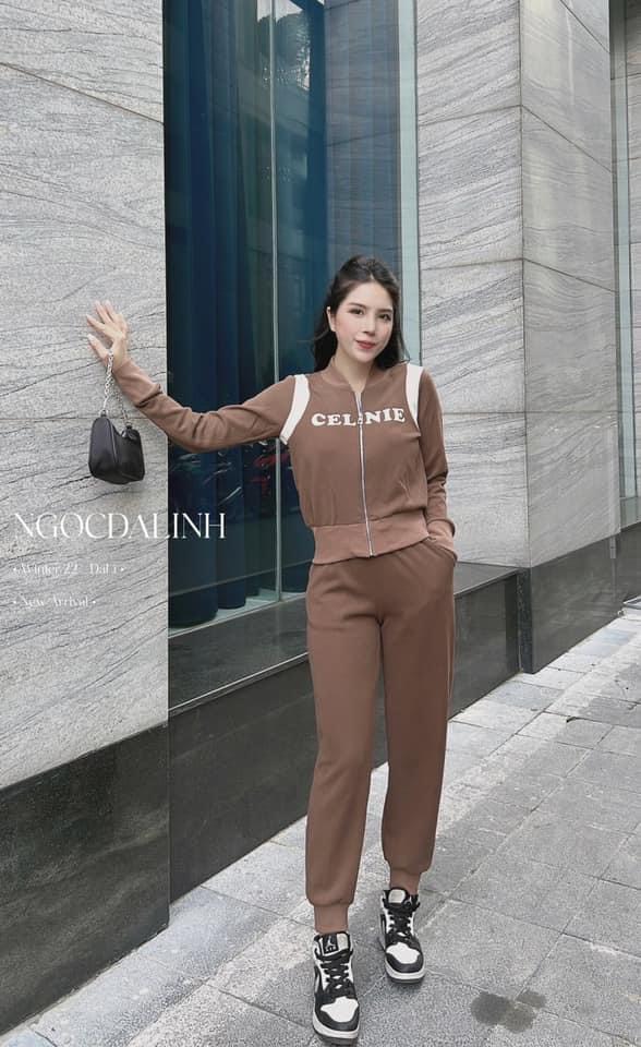 S881 - BỘ UMI BOMBER KHOÁ CELINE VAI TRẮNG